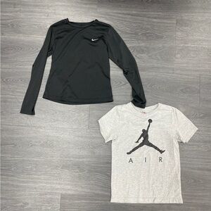 BUNDLE Nike Black Long Sleeve Sz S & Jordan Gray T-Shirt Sz M